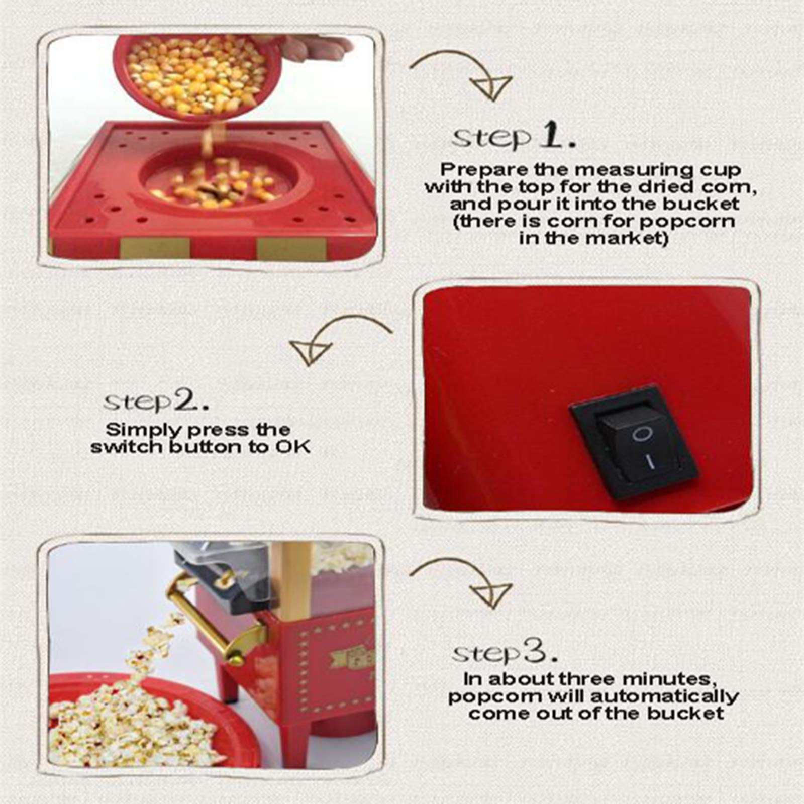 Macchina per Popcorn Ad Aria Calda, Macchina per Popcorn Elettrica per Uso Domestico 3 Min Fast Popping Fai da Te Il Tuo Gusto Sano E Senza Olio per Film Casalinghi, Guardare La TV