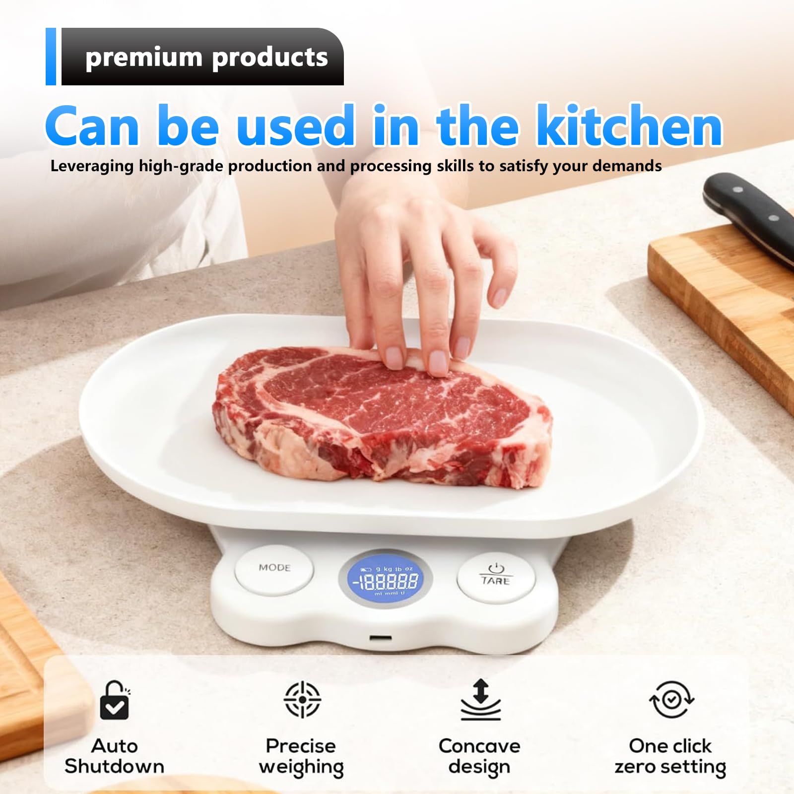 Bilancia per animali di piccola taglia, 15 kg digitale piccola bilancia con 4 modalità di pesatura (g/kg/lb/st;lb), ricaricabile, per gatti, animali domestici, cucina