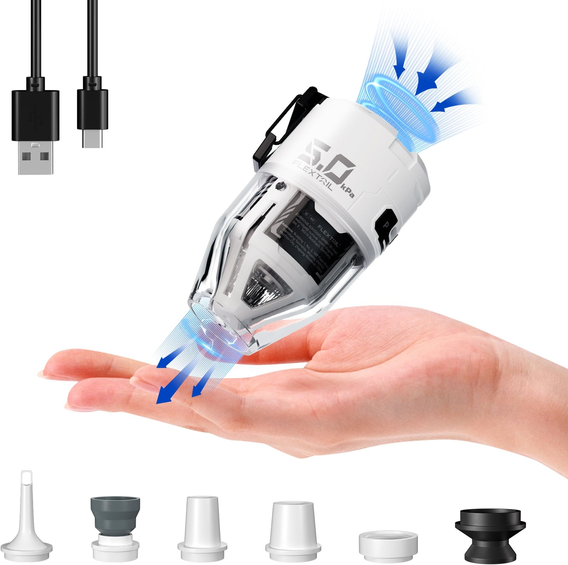 Max Pump 3 Air Pump for Inflatables, 5Kpa Portable Air Pump, 500L/min Air Mattress Pump with Camping Light, Electric Pump for Inflatable Pillows Swim Rings Air Mattresses Air Bed Boats