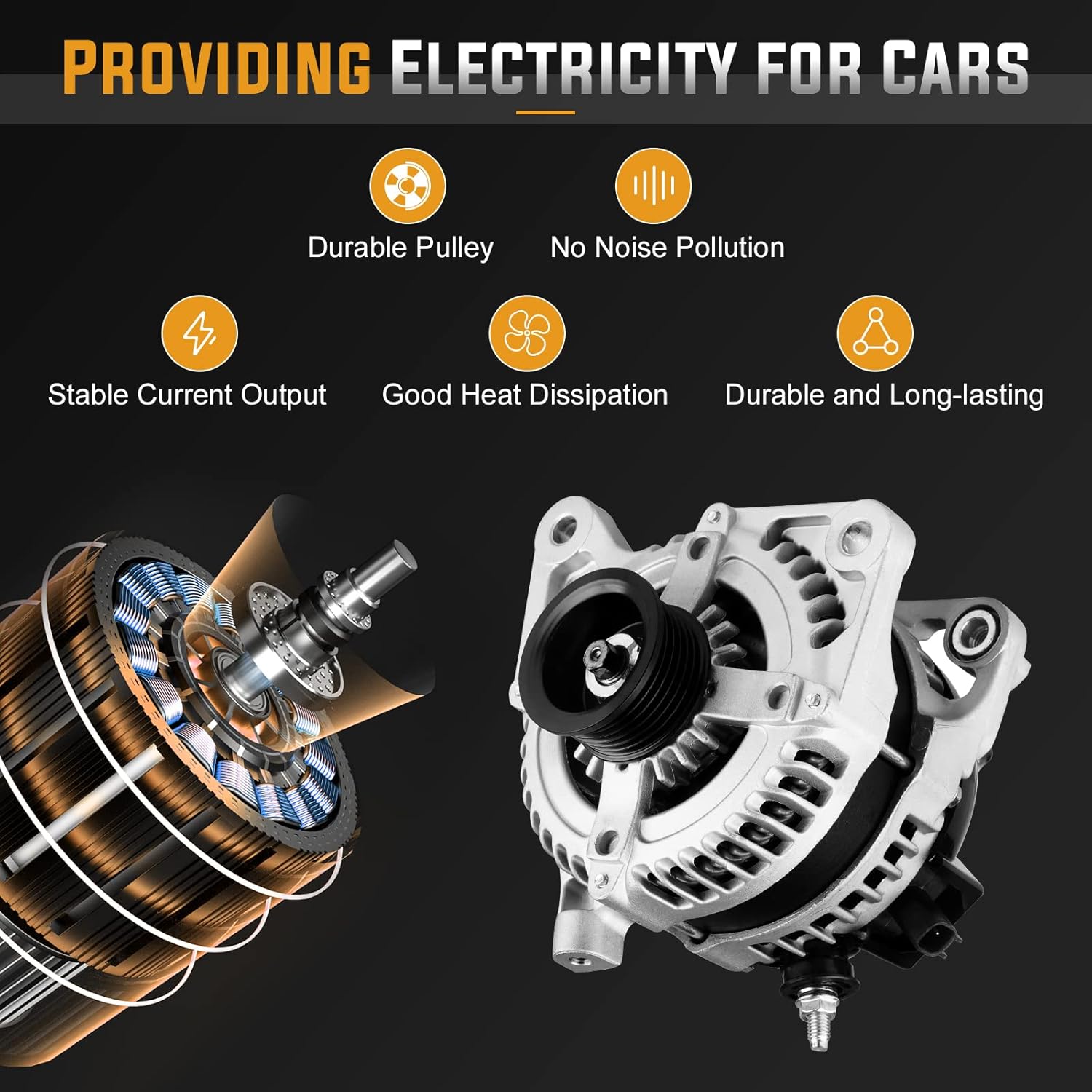 New Alternator for 2008 2009 2010 Chrysler Town & Country Van 3.3 3.8L, 2008 Voyager 3.3L, for 2008-2010 Dodge Grand Caravan 3.3 3.8L, for 2007-2008 Jeep Wrangler, for 09-10 Routan 3.8L Replace 11295