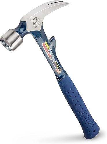 Miniatura 9 de Martillo Estwing Hammertooth - Garra de arranque recta de 22 oz con cara lisa y agarre de reducción de impactos - E6-22T, Azul