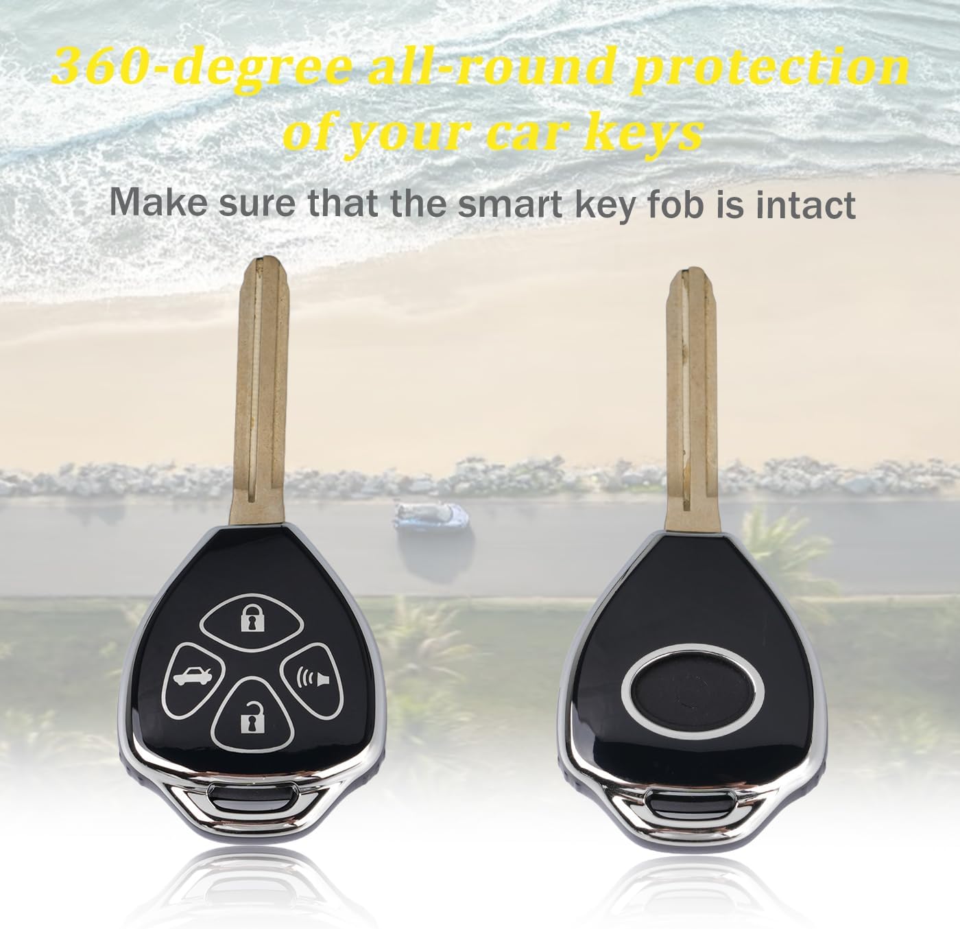 WJS Key Fob Cover, Car Key Case Shell Protector Compatible with 2006-2014 Toyota Avalon Camry Corolla Venza Scion Pontiac (Black)