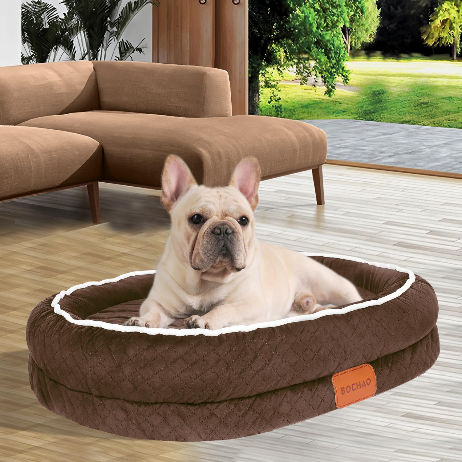 Egg-Shaped Memory Foam Dog Bed,an Orthopedic Dog Sofa Suitable for Small and Medium-Sized Dogs,With four-Sided neck Support,Waterproof and Non-Slip,and Removable and Washable Cover. (Coffee Color, M)