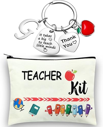 Miniatura 17 de MTLEE 2 piezas de regalo de agradecimiento para profesores de Navidad, kit de regalo para mujeres, bolsa de maquillaje, bolsa de cosméticos, llavero