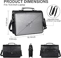 Vista 4 de ESTARER Mens Leather Briefcase 15.6 Inch Laptop Messenger Bag, Professional Computer Shoulder Bag Office Satchel for Work Business, Black
