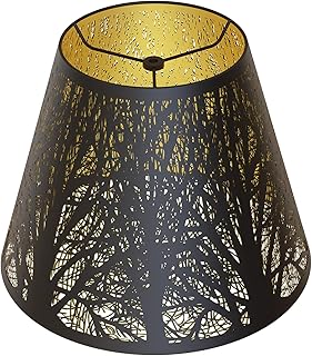 Small Lamp Shades For Table Lamps 5x9x7'', Black Metal Lamp Shade With Gold Lining, Easy Install Replacement for Small Table Lamp, Etched Forest Lampshades For Table Lamp