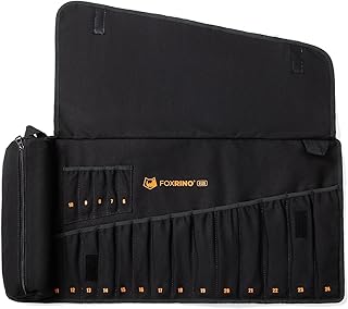 レンチロール、レンチロールアップポーチ、19ポケット高耐久キャンバスレンチオーガナイザーバッグ、メートル法コンビネーションレンチ用、ポータブルツールロールバッグ、クリスマス用男性へのギフト(ブラック、19+1メトリック)