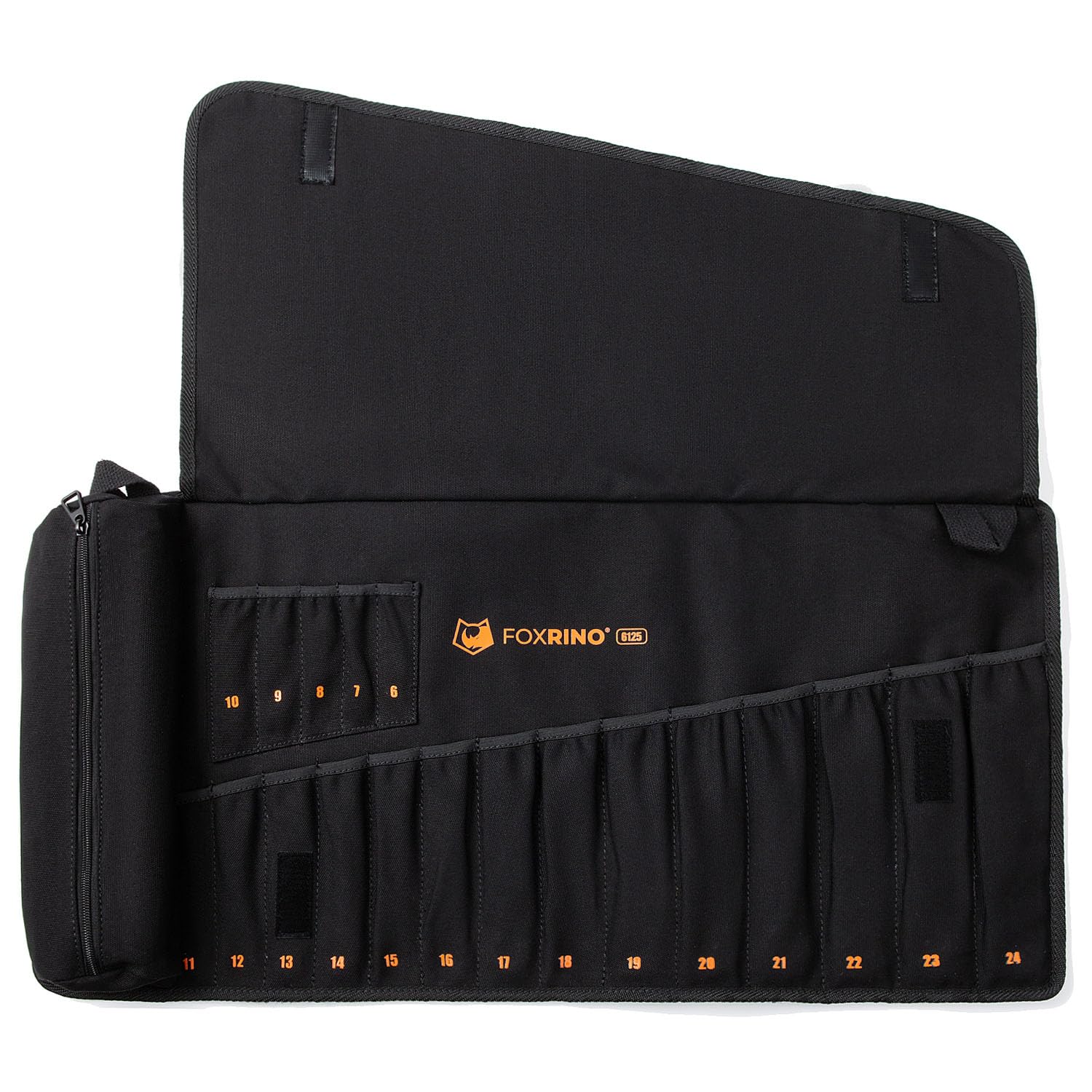 Wrench Roll, Wrench Roll Up Pouch, 19-Pocket Heavy Duty Canvas Wrench Organizer Bag for Metric Combination Wrenches, Portable Tool Roll Bag, Gifts for Men for Christmas(Black, 19+1 Metric)