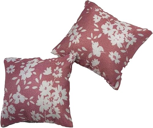 Melody Jane Dolls Houses Cojines de casa de muñecas Rosa y Blanco Floral Square Scatter Almohada 1:12 Accesorio