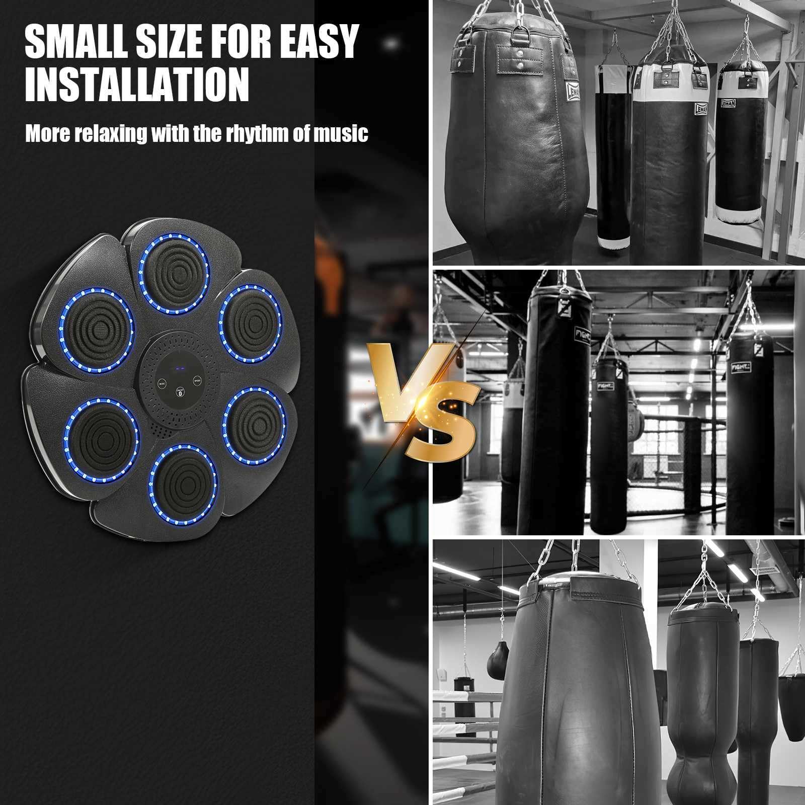 Lifellery Music Boxing Machine, 9 snelheidsmodi, elektronisch boksapparaat, draagbaar, wandmontage, trainingsapparaat voor kinderen en volwassenen, voor thuis en in de sportschool (wit