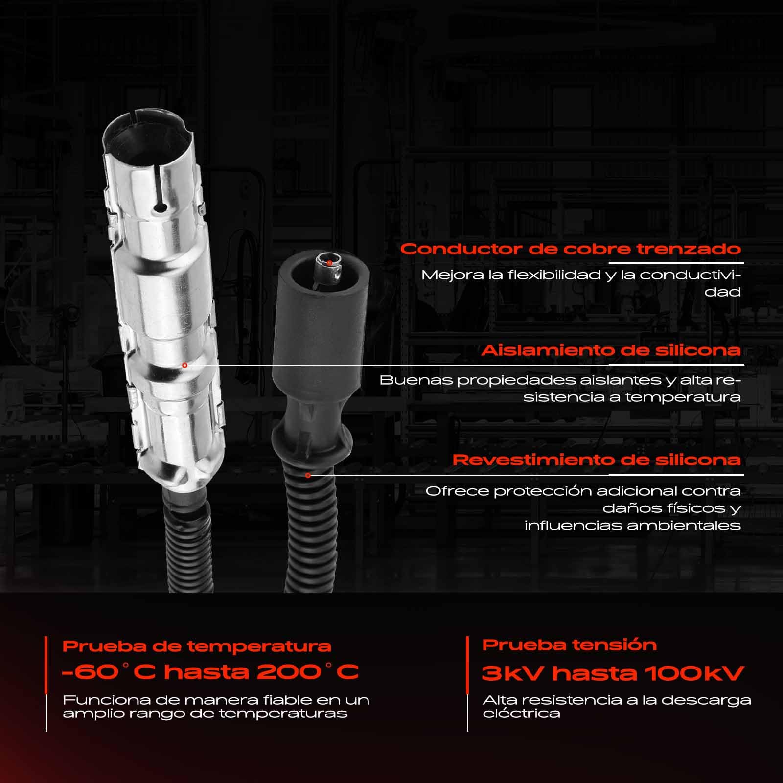 Frankberg 12 cables de encendido 1121500118 | Compatible con: Autobús Vito W639, Viano W639, Clase C W202, CLK C208, Clase E Modelo T S210, Clase M W163