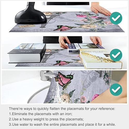 Miniatura 5 de Literary French Paris - Juego de 6 manteles individuales de mesa resistentes al calor, lavables, para fiestas, uso diario y días festivos