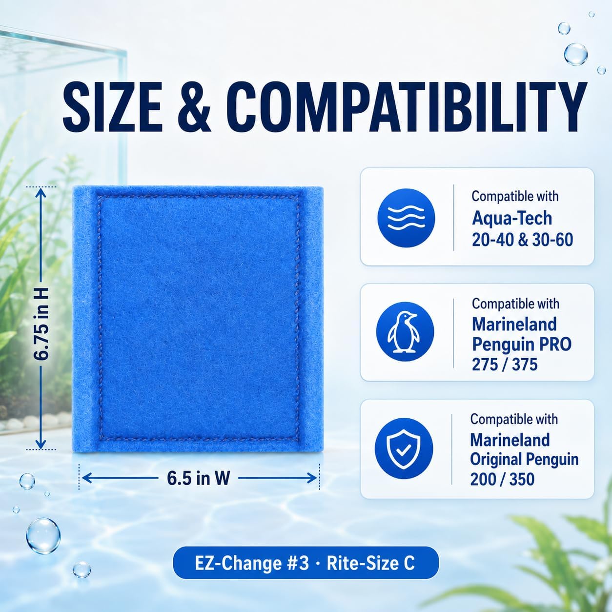 Hedday Paquete de 24 cartuchos de filtro de acuario para Aqua-Tech 30-60/20-40 galones de repuesto de filtro de alimentación, cartucho de filtro de peces EZ-Change #3