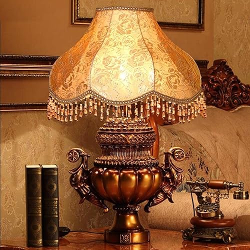 Miniatura 3 de JITEM Lámpara de Mesa de estilo europeo E27 lámpara de mesa clásica retro resina lámpara de noche sala de estar dormitorio estudio iluminación