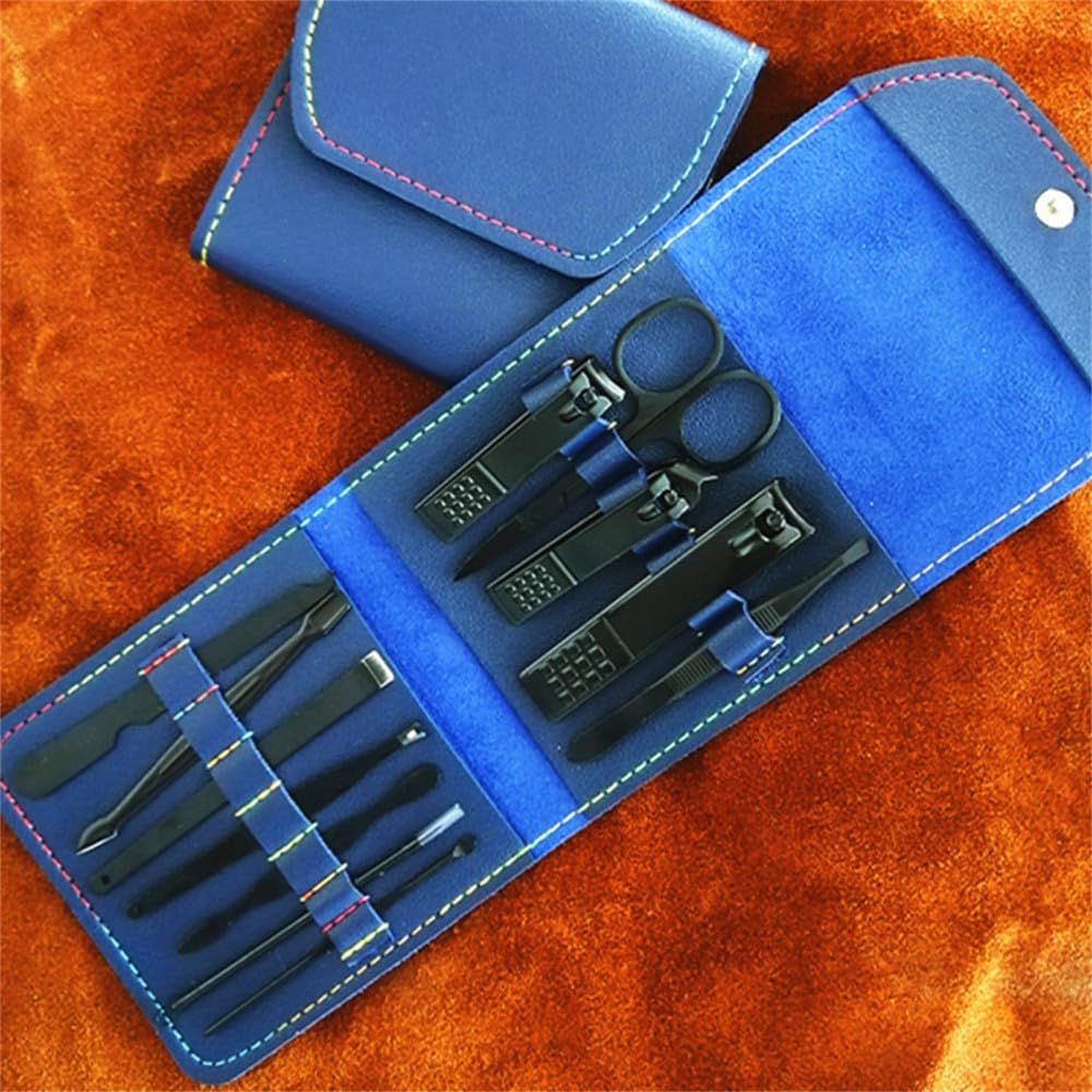 Cortaúñas, cortaúñas, Tijeras para uñas, Bolsa Plegable, Herramienta de Belleza para manicura, Lima de uñas, 4 Piezas, café Negro B