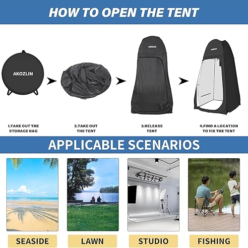 Miniatura 5 de AKOZLIN Tienda de ducha desplegable portátil para privacidad instantánea, cambiador de ropa, ducha al aire libre, tienda de campaña para el inodoro
