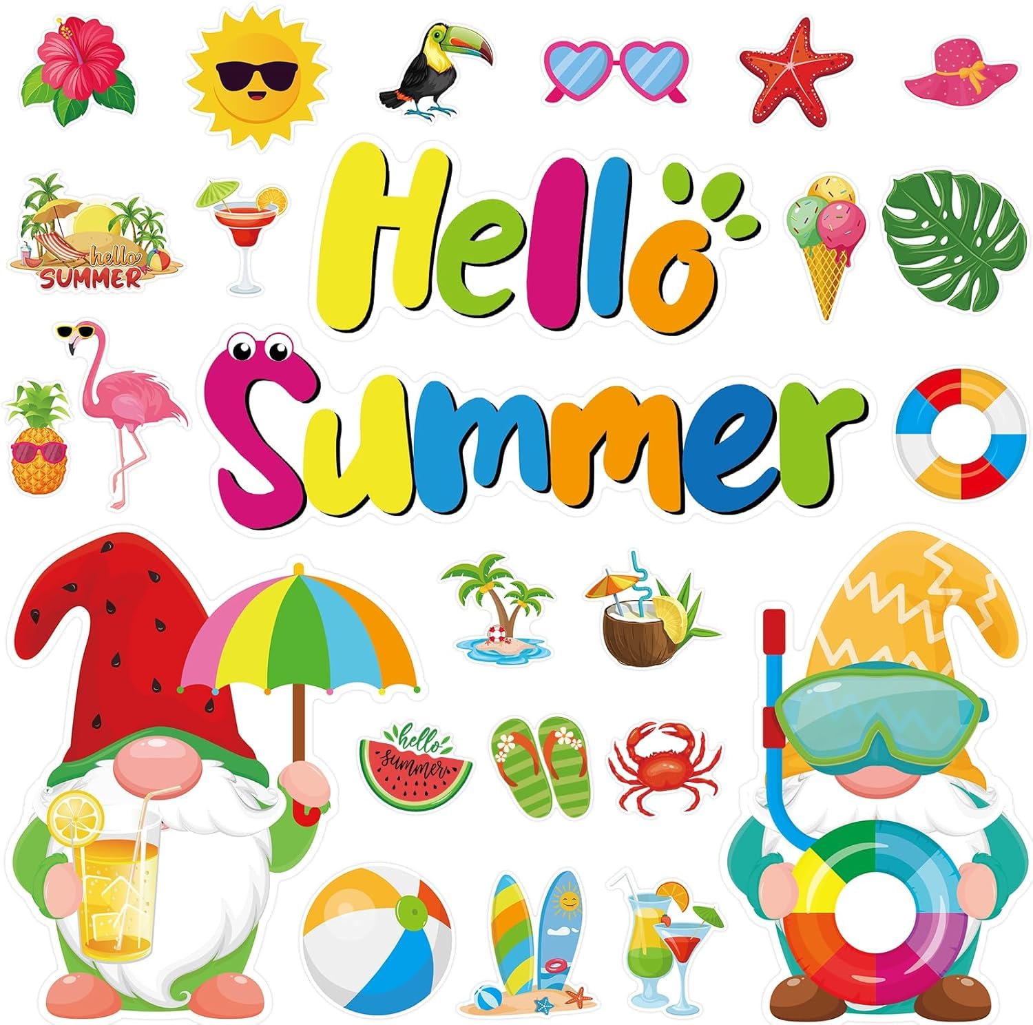 Magnets de frigo Hello Summer lot de 25 aimants portière voiture et fête