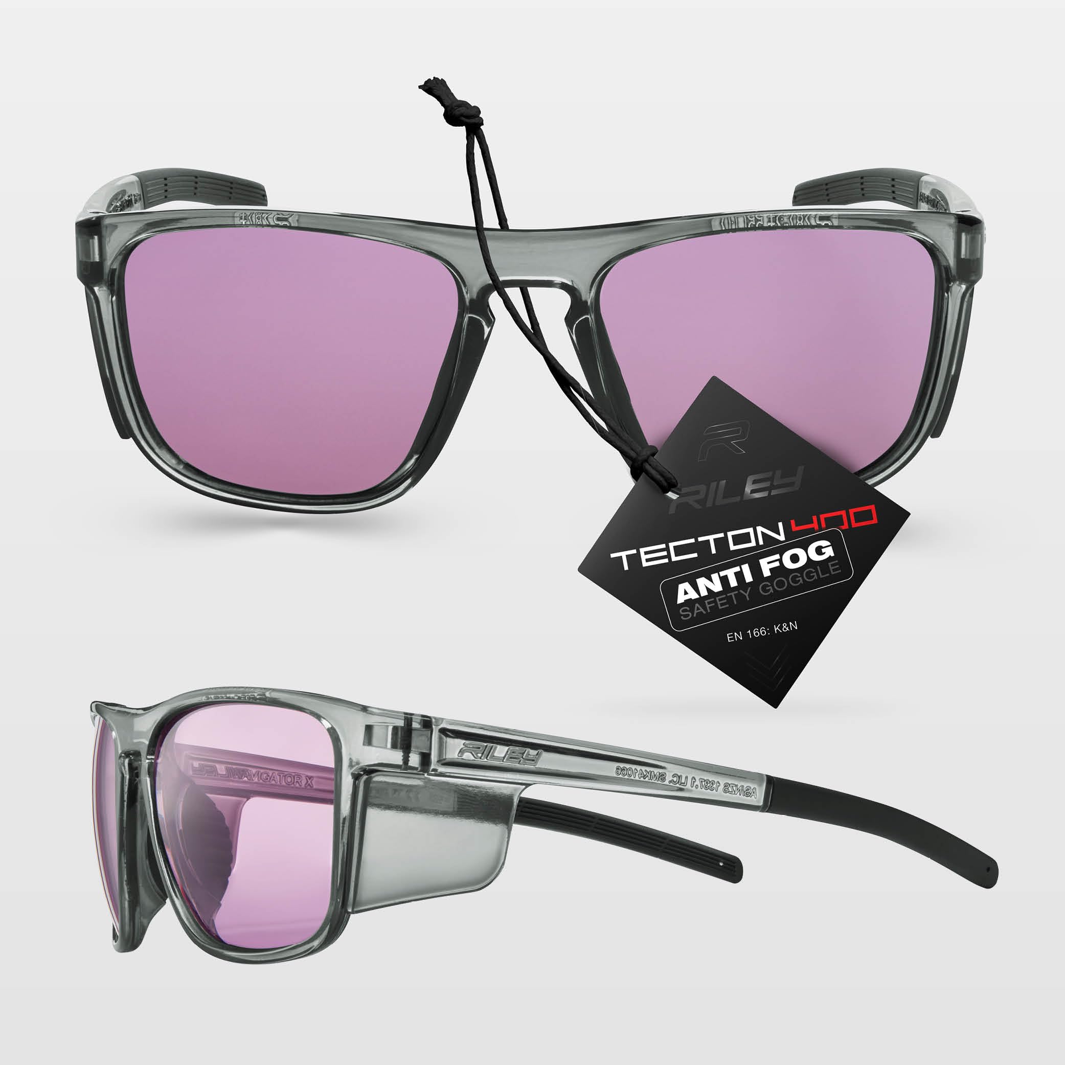 Riley Navigator X Premium Safety Glasses for Work, Anti-Fog, Scratch-Resistant Protective Work, Sports & Cycling Glasses