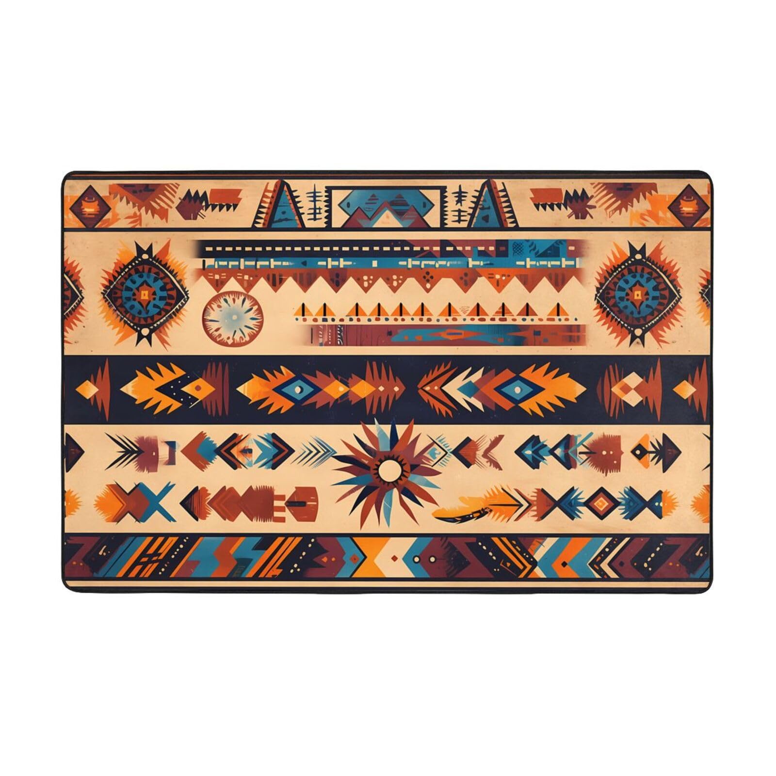 Tapis motifs amérindiens d'une douceur exceptionnelle en velours