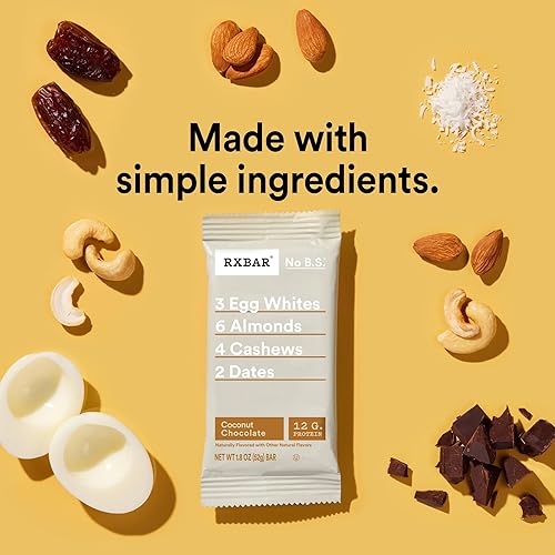 Miniatura 3 de RXBAR Barrita de proteínas con chispas de chocolate 183 onzas paquete de 24 barritas de desayuno aperitivo alto en proteínas