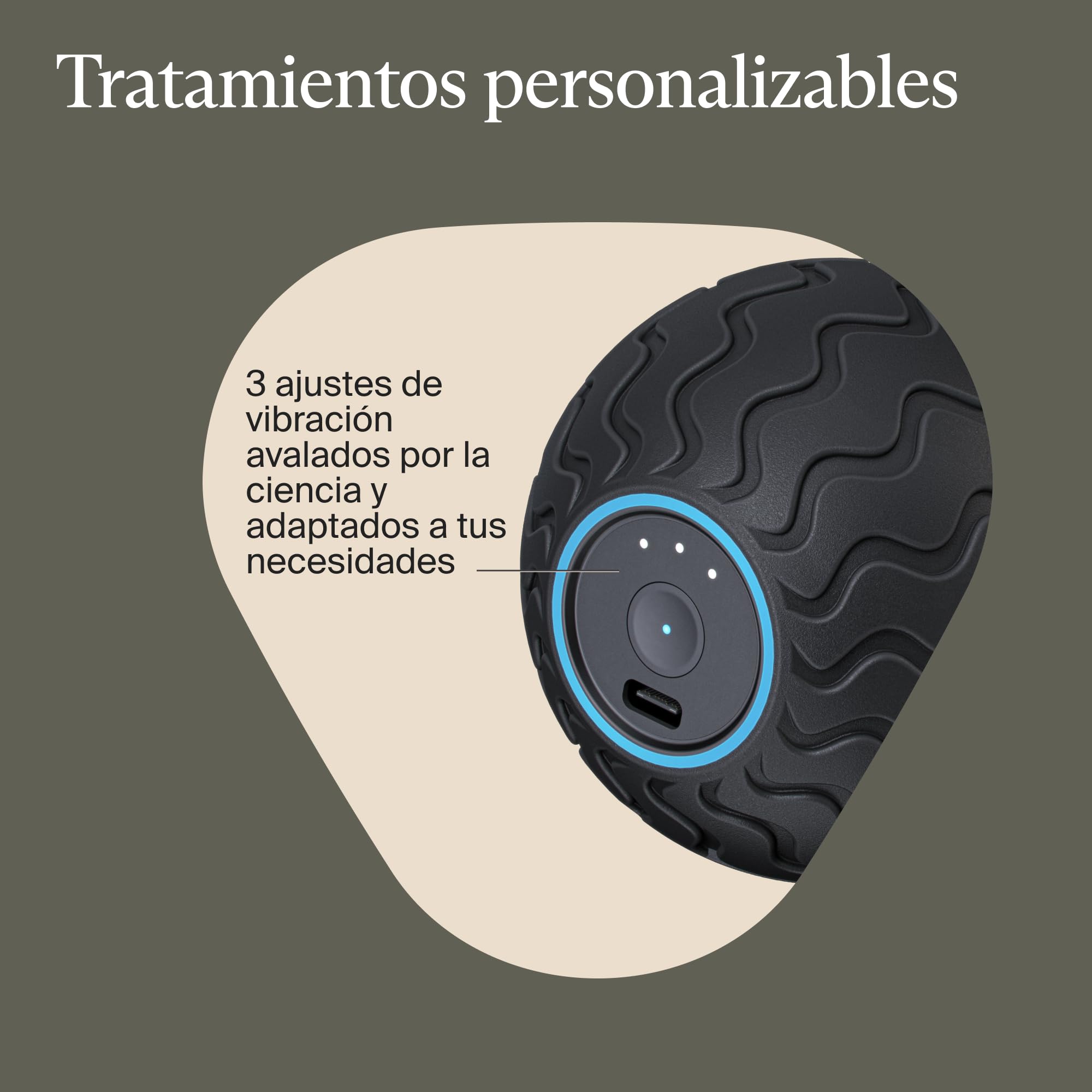 Wave Series Wave Solo: dispositivo de masaje portátil compatible con Bluetooth, bola de terapia de vibración ultraportátil, 3 frecuencias de vibración personalizables en la aplicación Therabody
