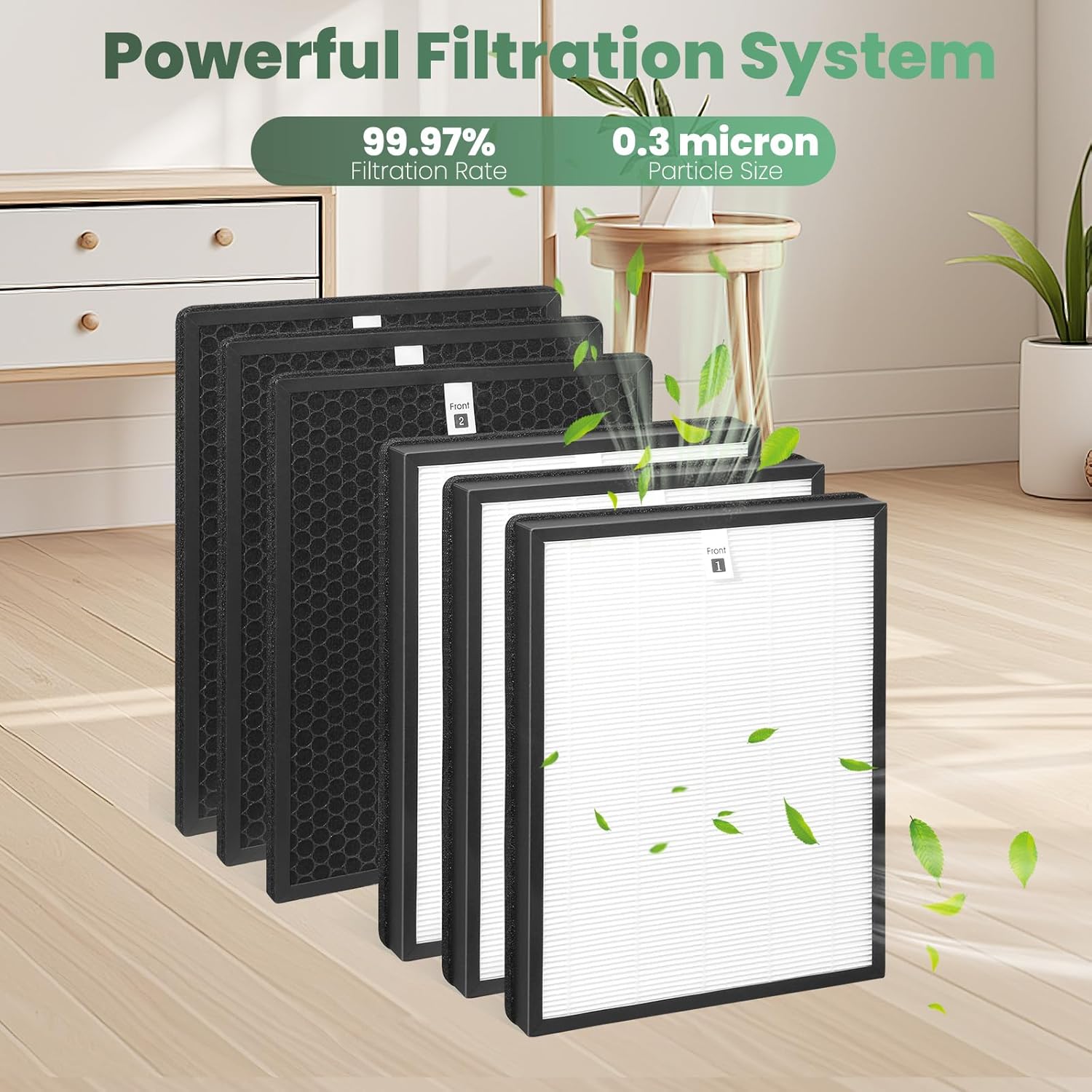 3+3 Set AP-B102 Replacement Filter Compatible with Alexapure Breeze Air Purifier,Part# AP-B102 AP-B103 and 3049,3-in-1 Ture HEPA 3+Carbon Filter3.(3PACK)