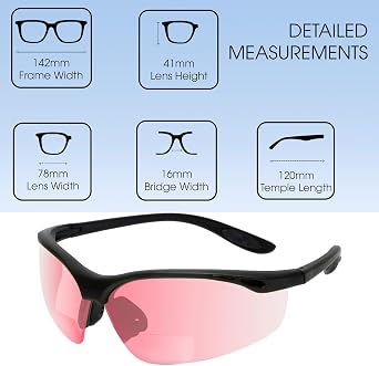 91348 Pink FL-41 Tinted BiFocal Reading Safety Glasses Fluorescent Blue Light Sensitivity Outdoor Indoor Photophobia