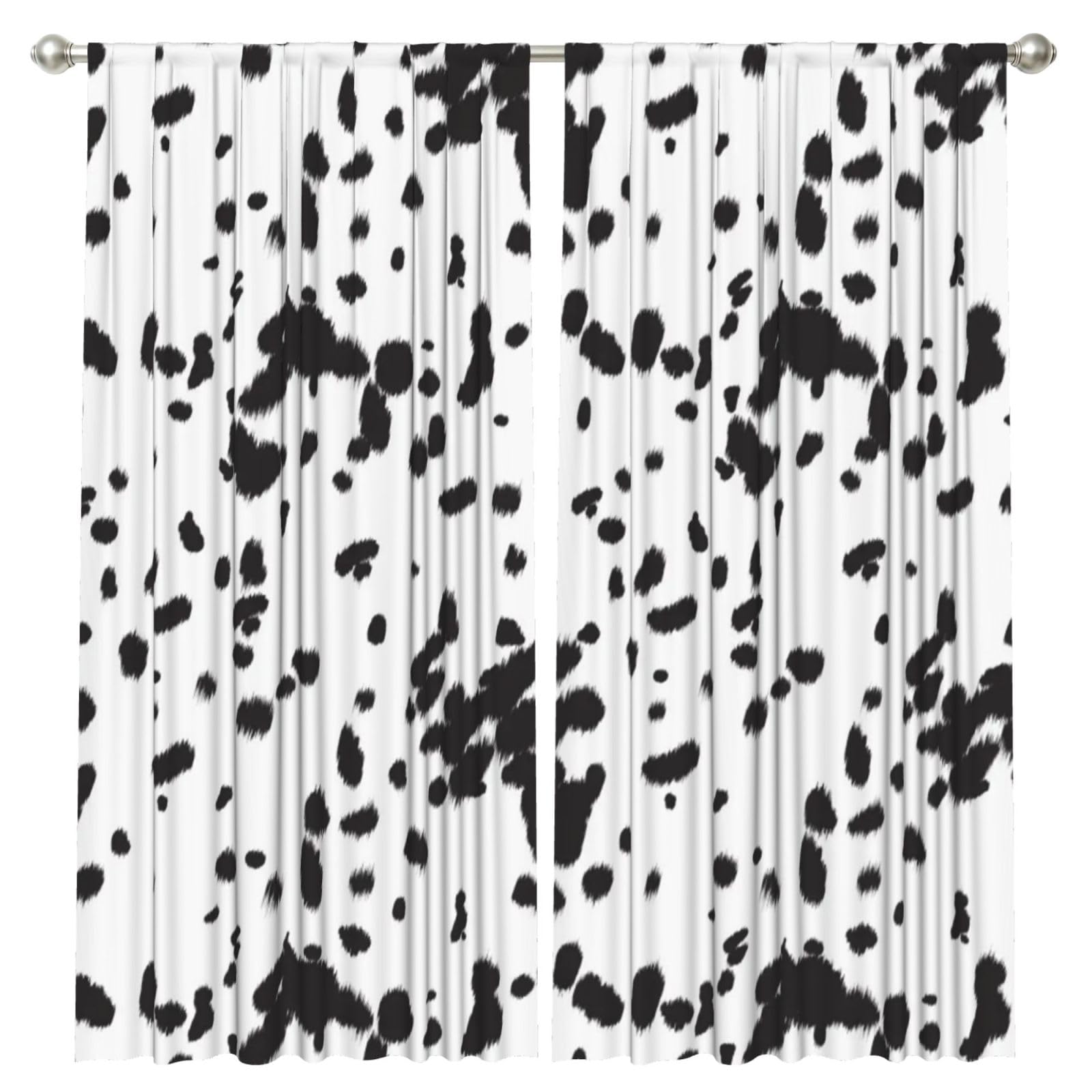 InOmak Dalmatian Dog Print Black Spot, 2 Panels Window Curtains 52 x 84 Inch Blackout Curtains for Living Room Bedroom
