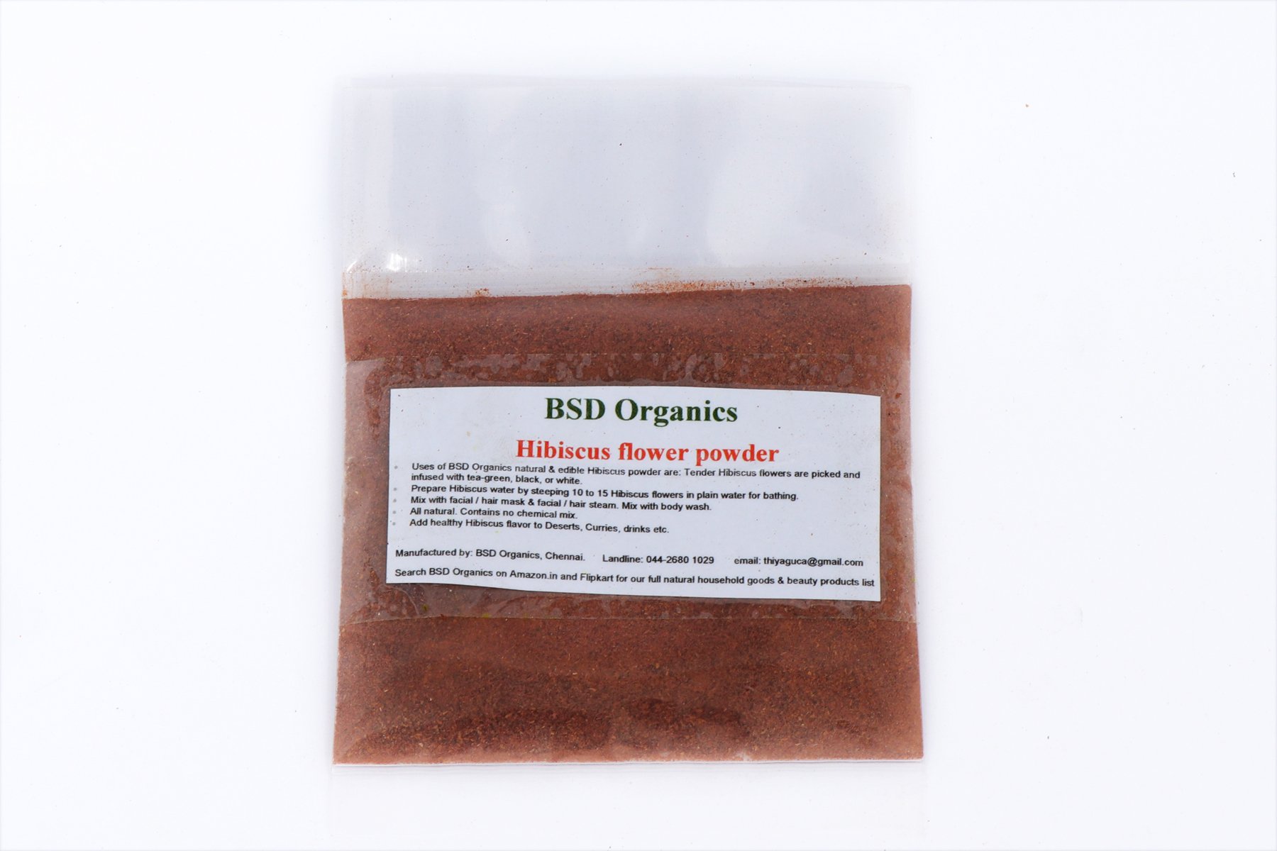 BSD OrganicsHibiscus flower powder for Face, Skin, Hair care? - 30 gms