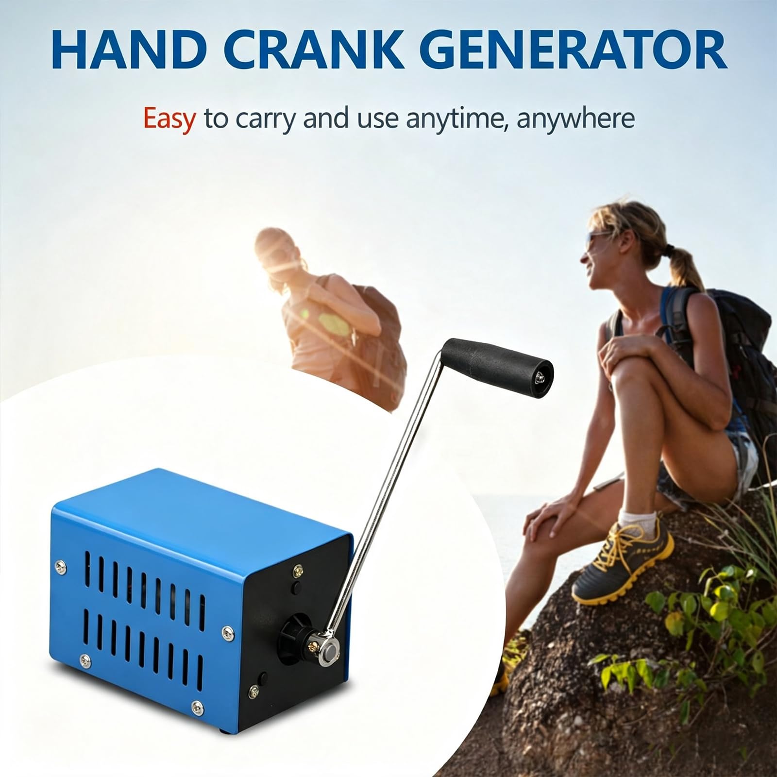 Handkurbelgenerator 20w Manueller Freistehender Generator | Tragbarer 2000rpm Handkurbelgenerator Notfall Manuelle Stromversorgung Für Camping Wandern Und Stromausfälle