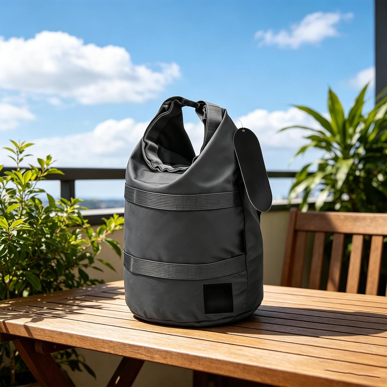 Round-Bottom Storage Bag for Outdoor Gear Organization, Roll-Top Polyester Utility Bag with Carry Strap and Webbing Camping Gear Organizer Utility Storage Car Tool Organizer Home Loose Item Roll Top image 2