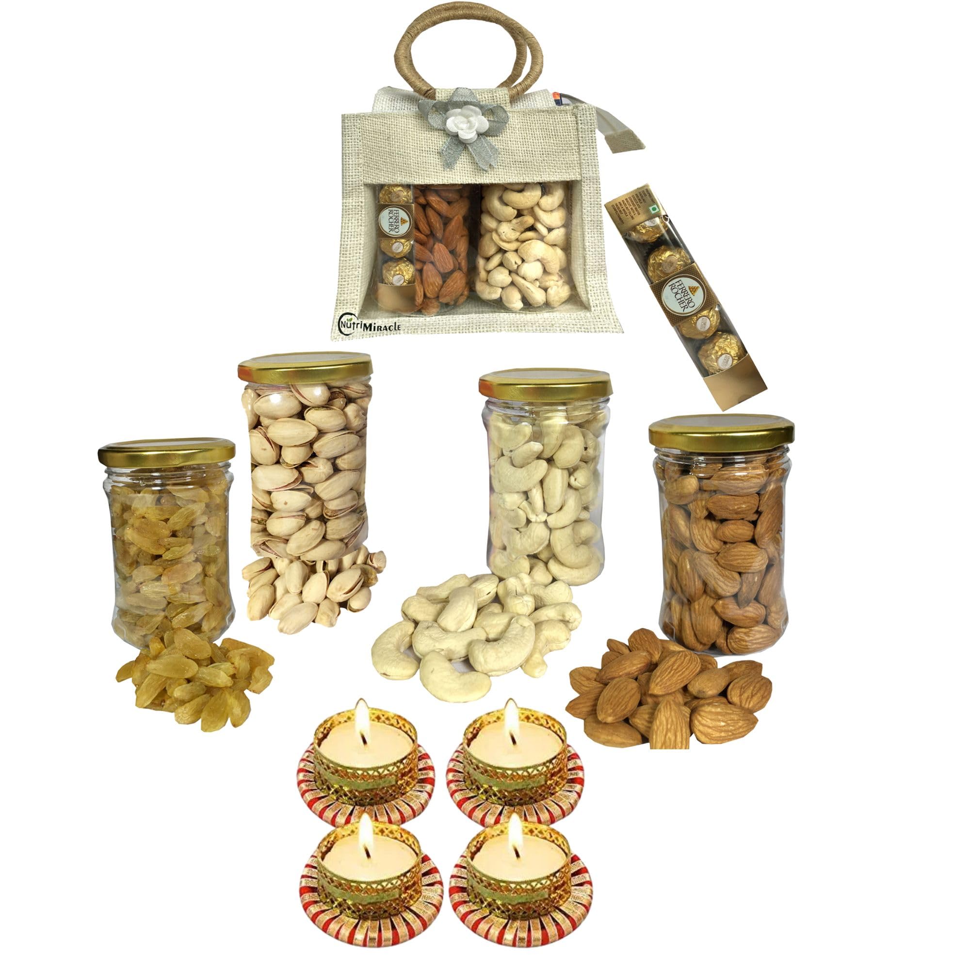 NUTRI MIRACLE Diwali Dry Fruits Hamper Gifts for Clients & Guest | Corporate Dry Fruits Hampers For Employees with Greeting Card | Ideal Gift for Family