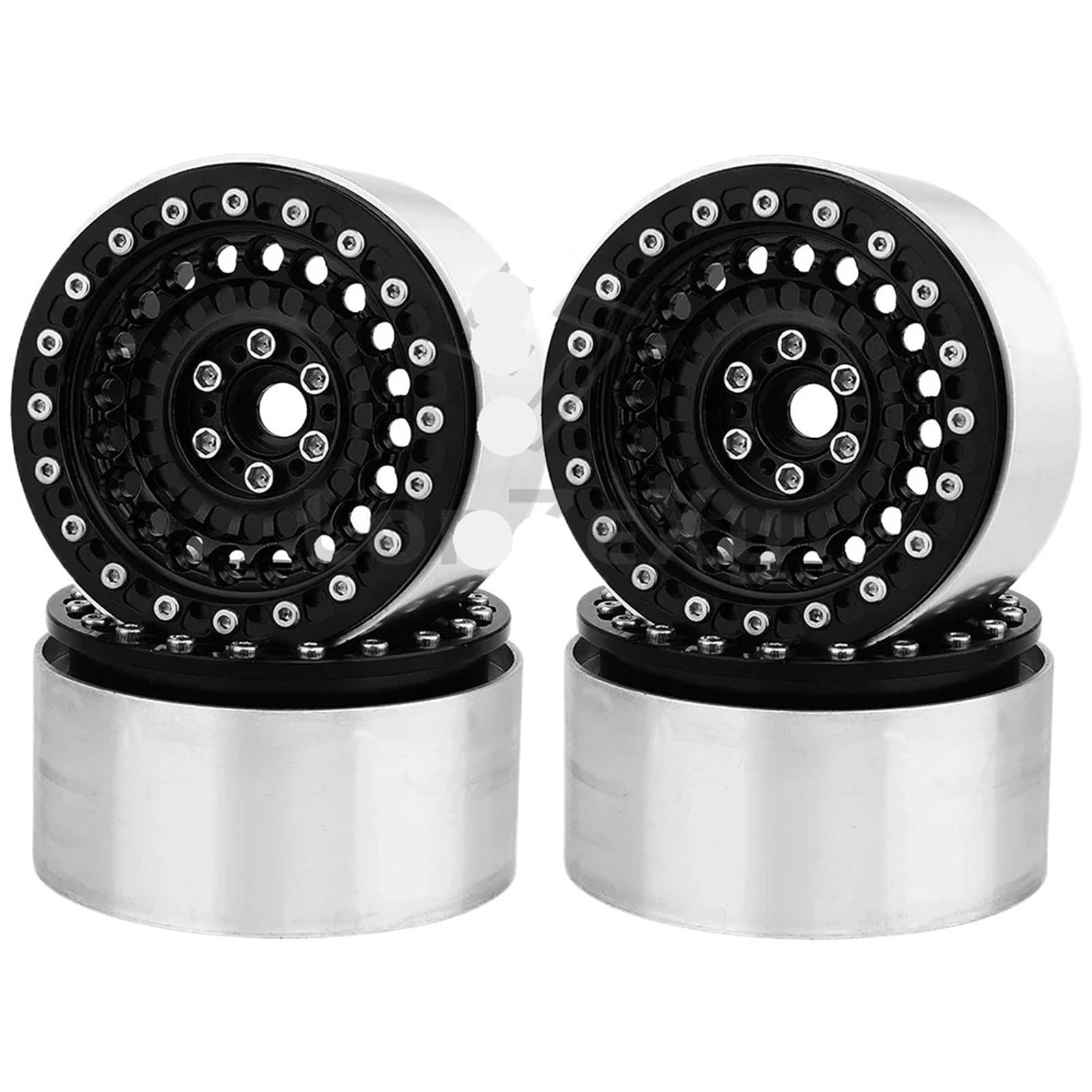 1/4pcs Metal Alloy 2.2 inch Beadlock Wheel Rims Hubs for Axial Wraith 90048 TRX-4 TRX-6 1/10 RC Crawler Car Upgrade Parts(Black 4PCS)