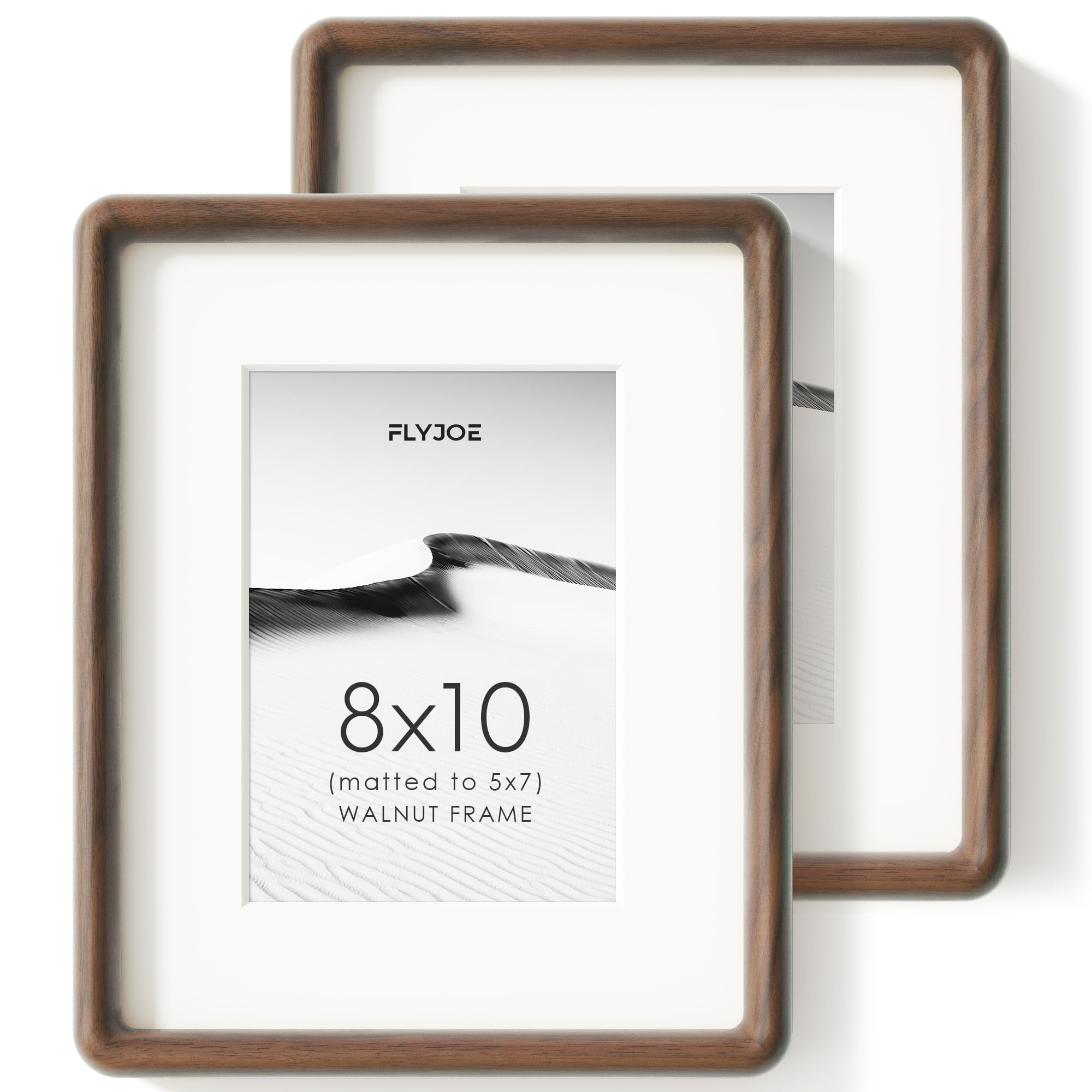 8x10 Picture Frame, Solid Walnut Wood Photo Frame, Rounded Corner, 2 Pack