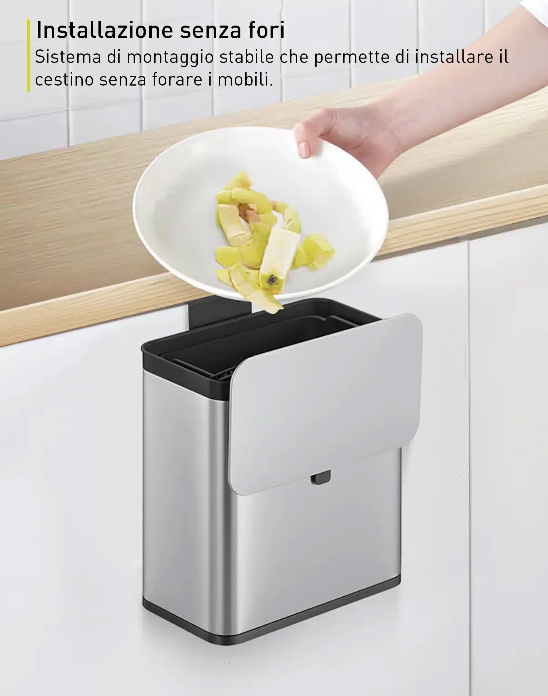EKO Caddy Pattumiera per Rifiuti Organici 7 L con Coperchio Basculante