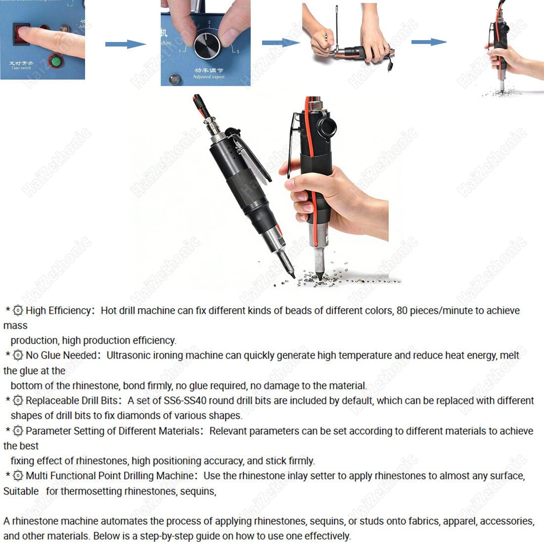 Strass- und Perlenfassungsmaschine, kein Klebstoff erforderlich, einstellbare Zeit und Leistung mit Luftpumpe, 80 Stück/Min. für DIY-Bastelarbeiten mit Bekleidungsaccessoires