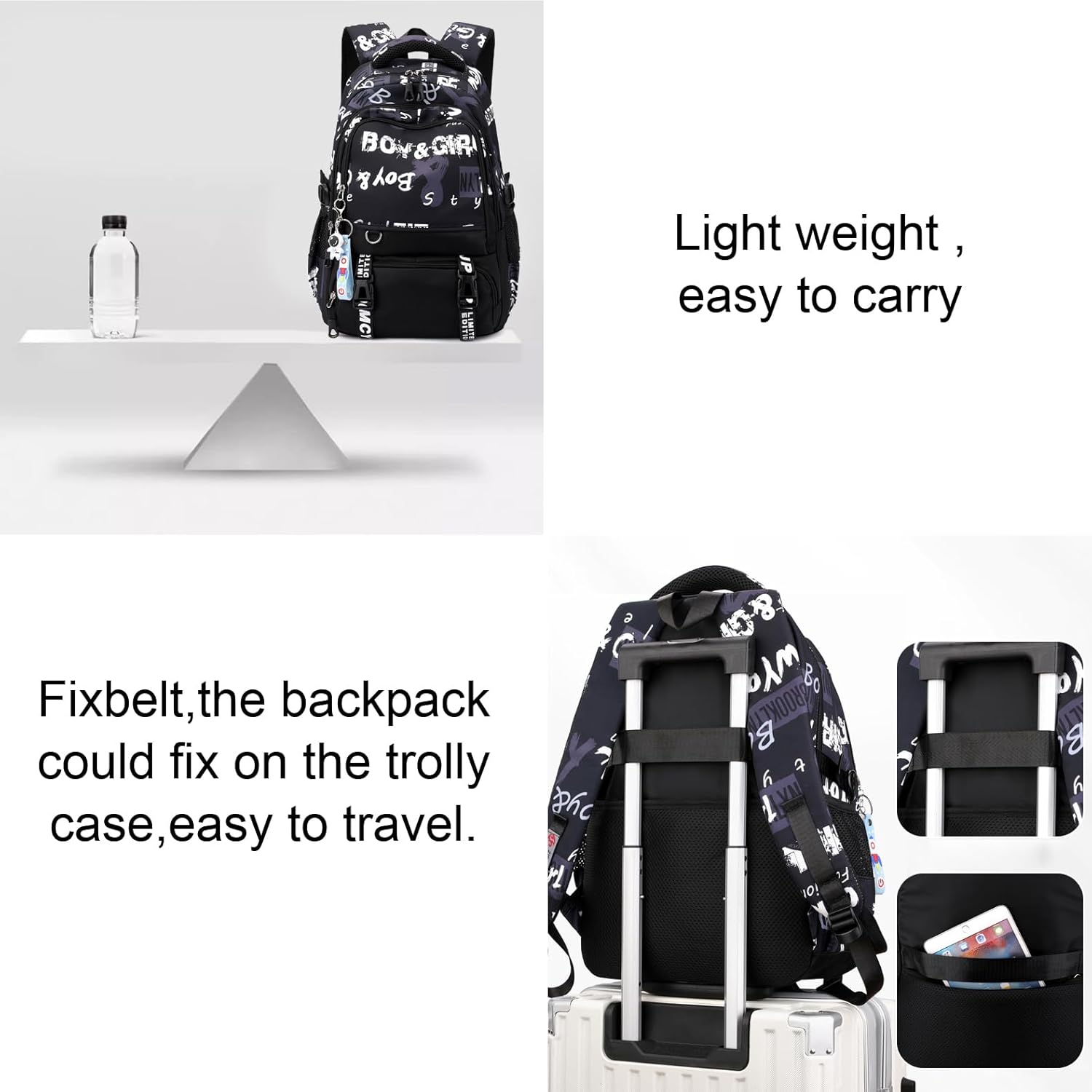 JiaYou Teens School Backpack Men High School Laptop Bag fit for School Sports Trip Outdoor Activities(Color D,45 Liters)