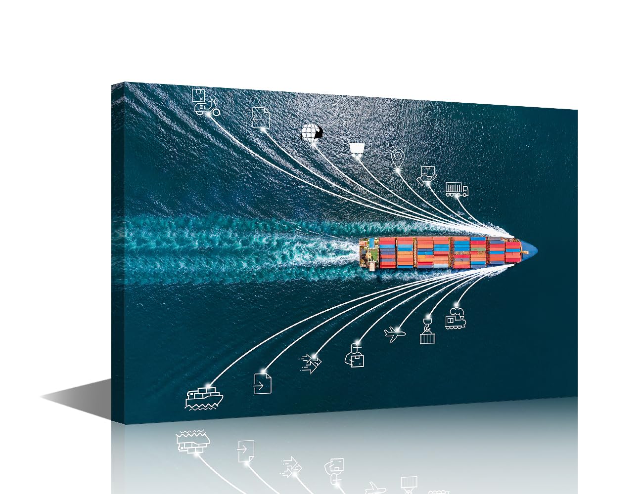 TUMOVO Modern Global Transport Wall Art Transportation Pictures Painting Prints on Canvas Framed Ready to Hang-1Panels Global Transport