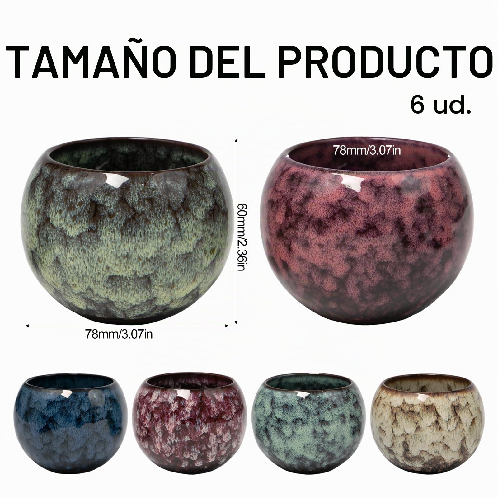 6 Piezas Tazas de Café Espresso 150ml Tazas de Cerámica sin Asa | Cerámica, 150 ml, sin asa, para café y té