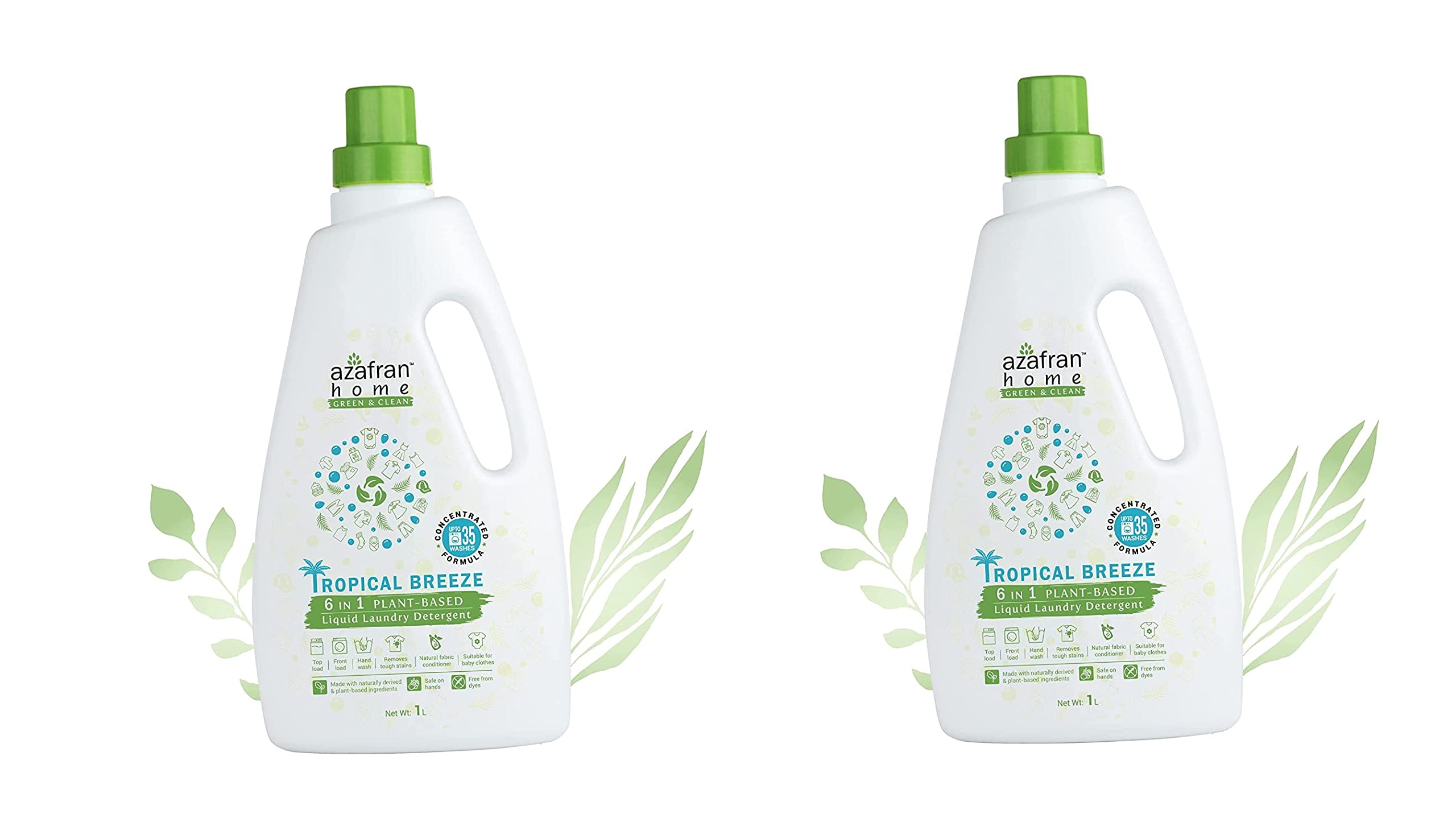 Azafran Tropical Breeze 6 in 1 Plant-Based Liquid Laundry Detergent - 1 L, Remove Tough Stains, Natural Fabric Conditioner, Suitable for Baby Clothes & All Washing Style. (1L, Pack of 2) (B0BG1V52XY) Amazon Price History, Amazon Price Tracker