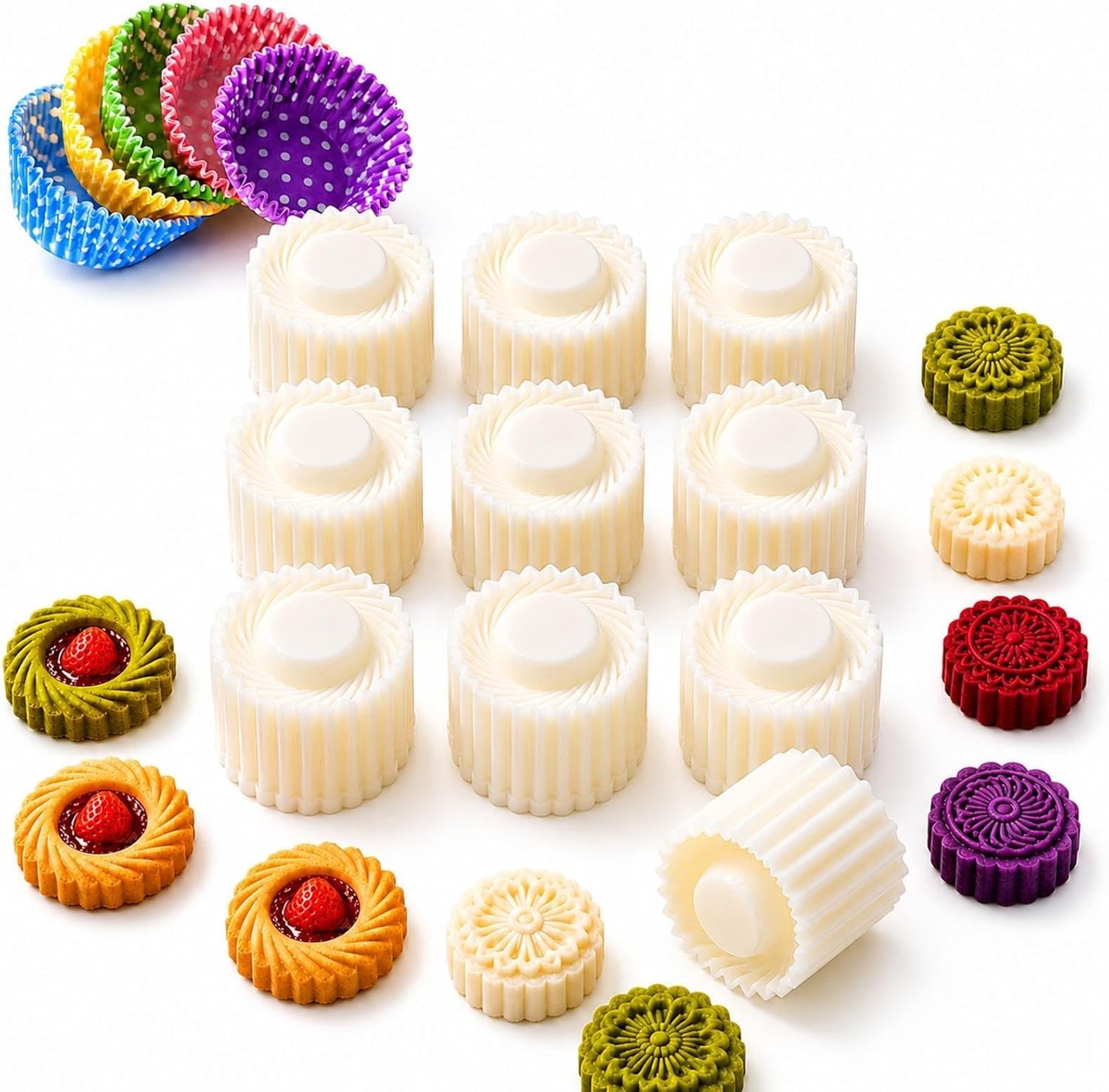 Sunflower Patterned Round Hand-Press Mooncake Double Ended Pastry Mold