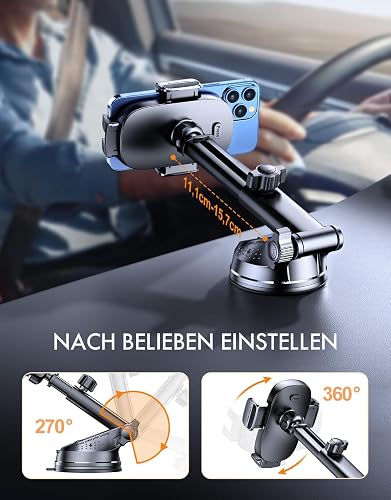 Mohard Support Telephone Voiture, [Jamais de Chute] Ultra Robuste Porte Telephone Voiture Orientable à 360°, Accroche Téléphone Voiture Ventouse Ensembles d'Intérieurs pour 4-7" Smartphones - 4