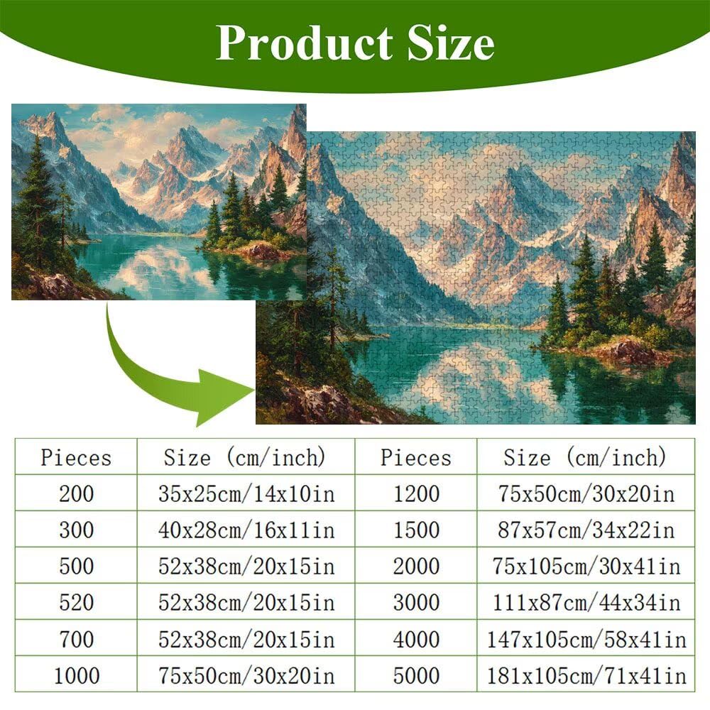 Puzzle 2000 elementów - Jezioro i góry - Trwałe drewniane puzzle z literami na odwrocie - 70 x 100 cm - Kreatywne hobby bez kurzu - Artykuł kolekcjonerski i 14 lat w ponad P3#248