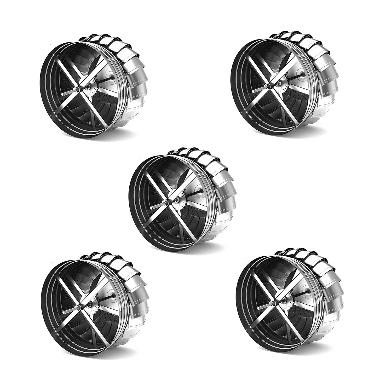 Knbhgujmd One Color Rotating Chimney Cowl Cap, Stainless Steel Roof Turbine Ventilator Pack Of 5 300-800Mm(350Mm/13.8In)