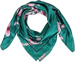 DRESHOW 35” Large Square Satin Head Scarf - 4Pcs Silk Accessories Classic Patterned Squares Beach Bandanas for Women