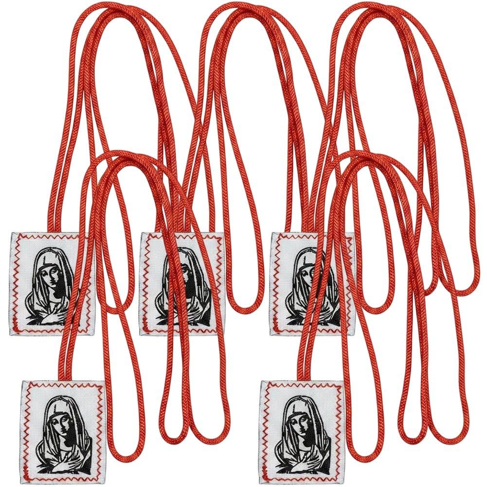 Caeanhi 5pcs Escapularios Catolicos Handmade Scapular with Blessed Virgin Mary Catholic Devotional Accessory Gift for Religious Milestones