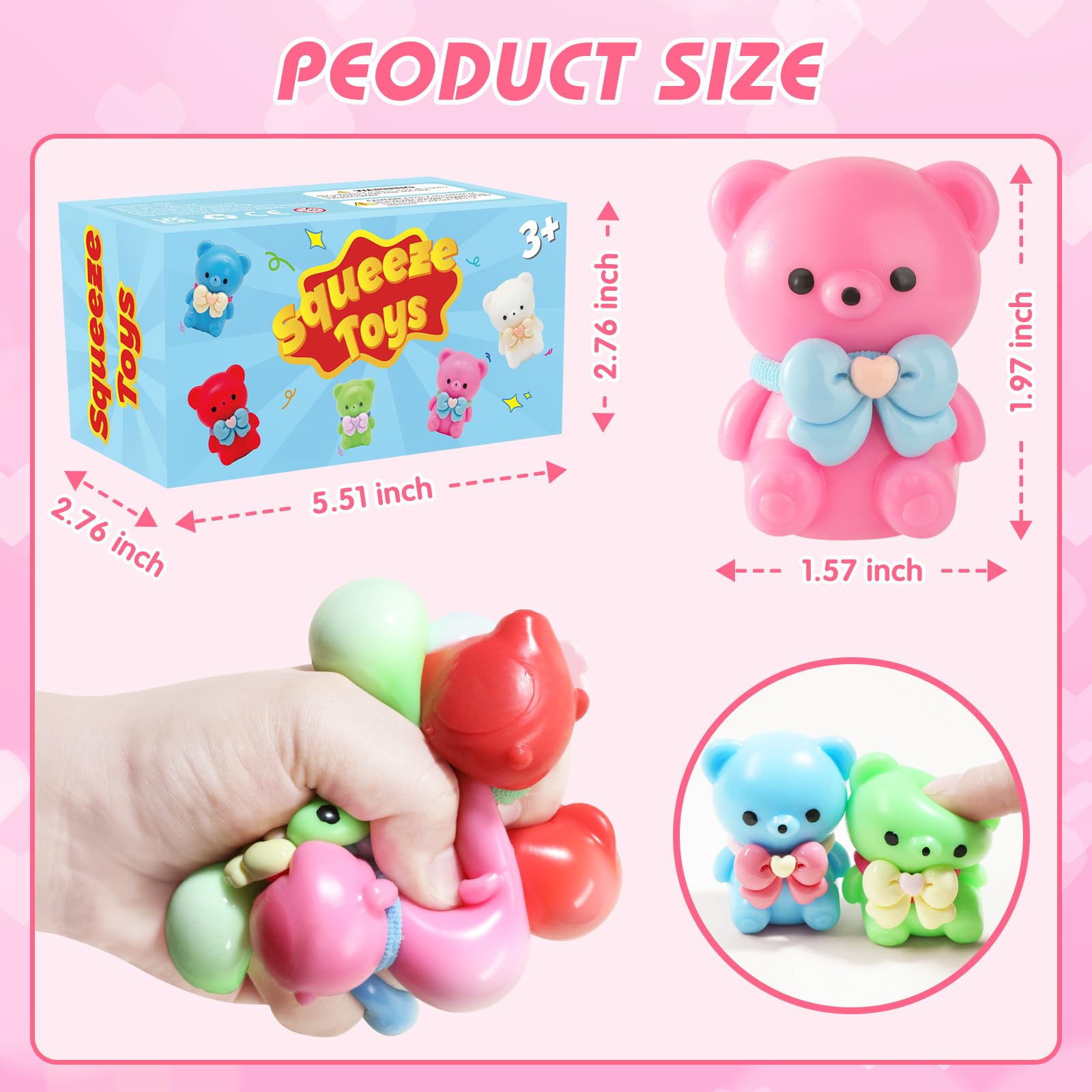 6 Pack Stress Balls Set, Red, Yellow, Blue, Green, White, Pink, small - Image 2
