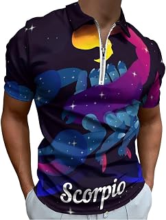 Scorpio Horoscope Symbol Men's Golf Polo-Shirt Summer Short Sleeve T-Shirt Quick Dry Muscle Tees