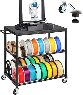 EnigmaSoul 3D Printer Stand with Filament Storage, Sturdy Wooden 3D Printer Table Holds 32 Spools & Accessories, 3D Printer Cart with Wheels for Workstation, Home Office, or Studio