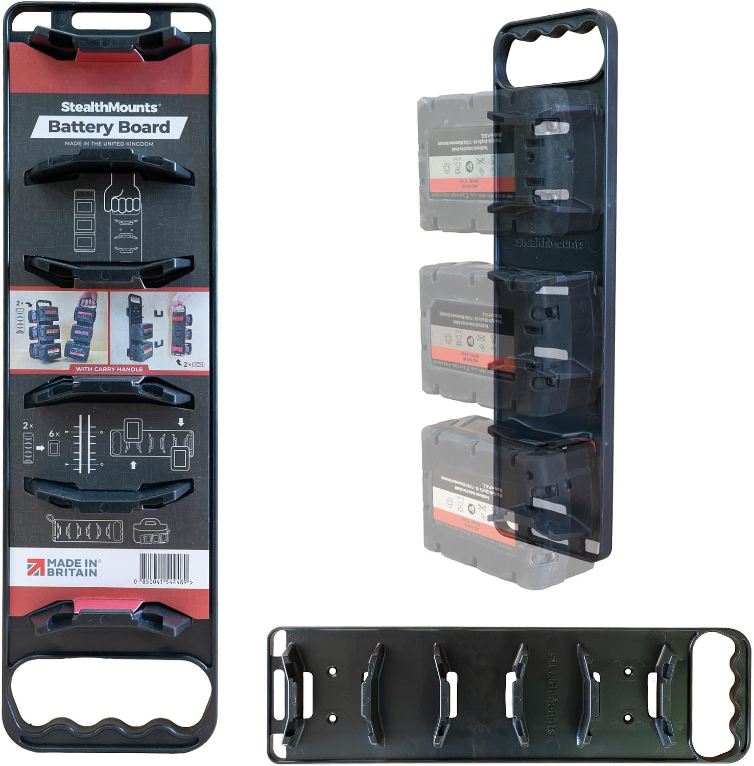 StealthMounts Battery Holder Compatible with Makita 18V LXT Batteries Battery Board w/Handle | Made in The UK